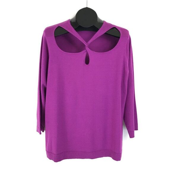 Lane Bryant Fitted 3/4-Sleeve Twist-Front Cutout Sweater Women's Plus Size 22/24 - Picture 1 of 12
